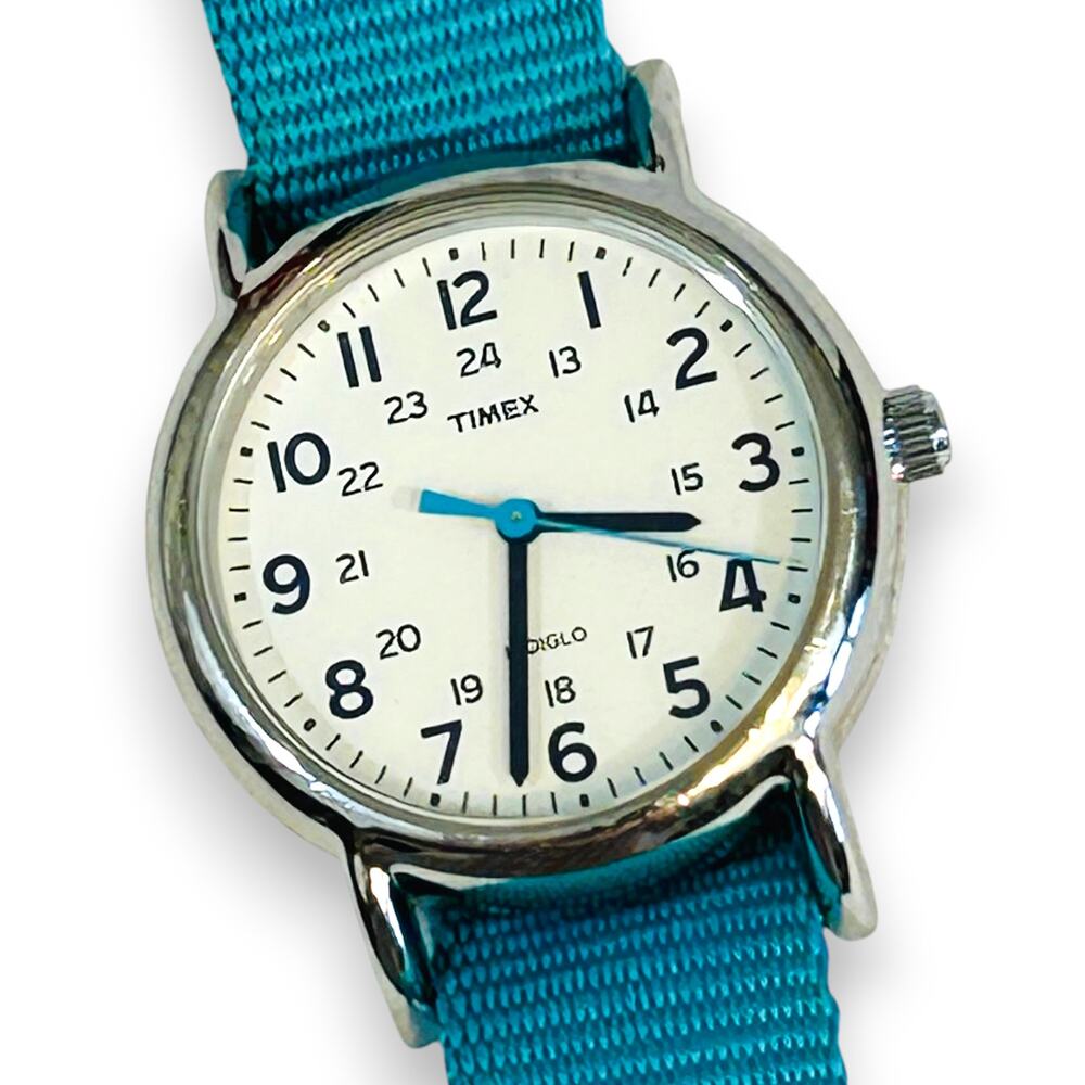 Timex Weekender 31mm Indiglo Watch Quartz Teal Nylon Band